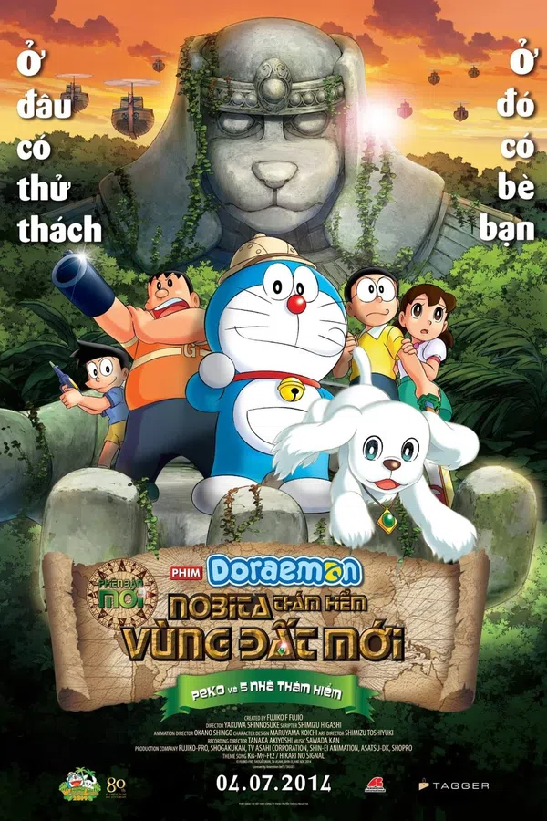Poster phim Doraemon: Nobita Thám Hiểm Vùng Đất Mới – Peko và 5 Nhà Thám Hiểm trên Phim Mới